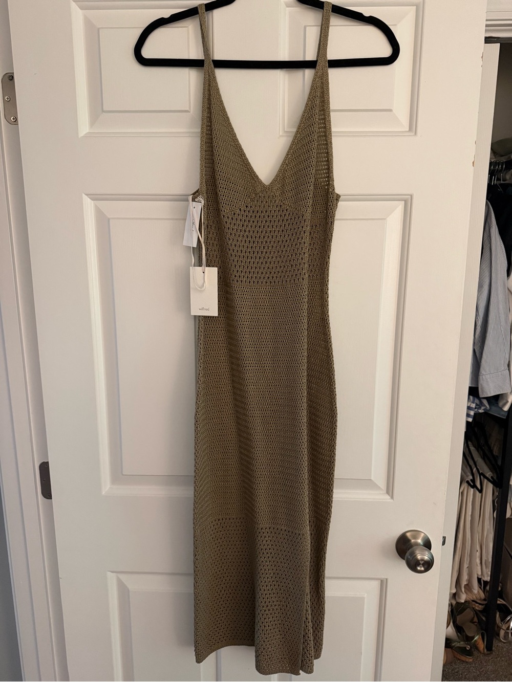 Aritzia Knit Slip Dress in Olive Green